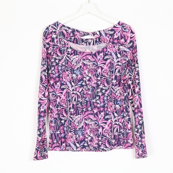 Lilly Pulitzer Tristan Long Sleeve Top In Bright Navy Swing of Things - Picture 5 of 7